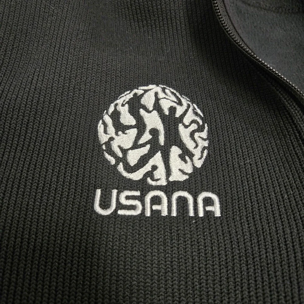 The North Face  Full Zip Knit Sweater Jacket Mens Sz Large Black‎ Ski USANA Poly